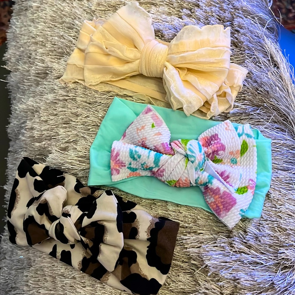 Set of 3 baby girl cloth bow headbands